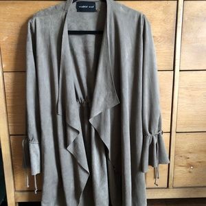 Mustard Seed Suede Duster Jacket in Olive, Medium..